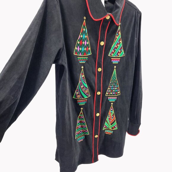 Bob Mackie Women’s Size Small Wearable Art Christmas Tree Button Shirt 40" Chest - Picture 2 of 10